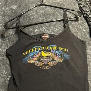 Harley-Davidson Black Graphic Camisole with Multicolor Eagle Print